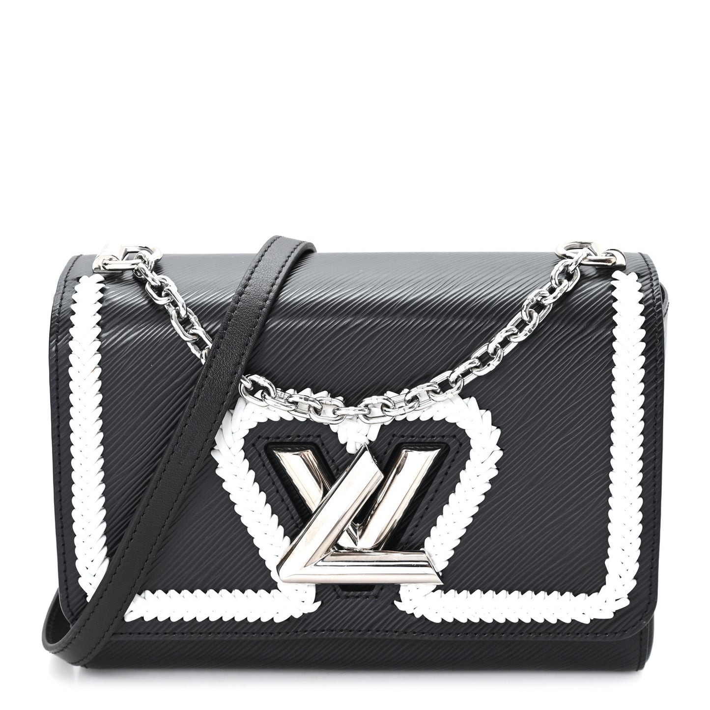 Epi Whipstitch Heart Twist Shoulder Bag MM Black