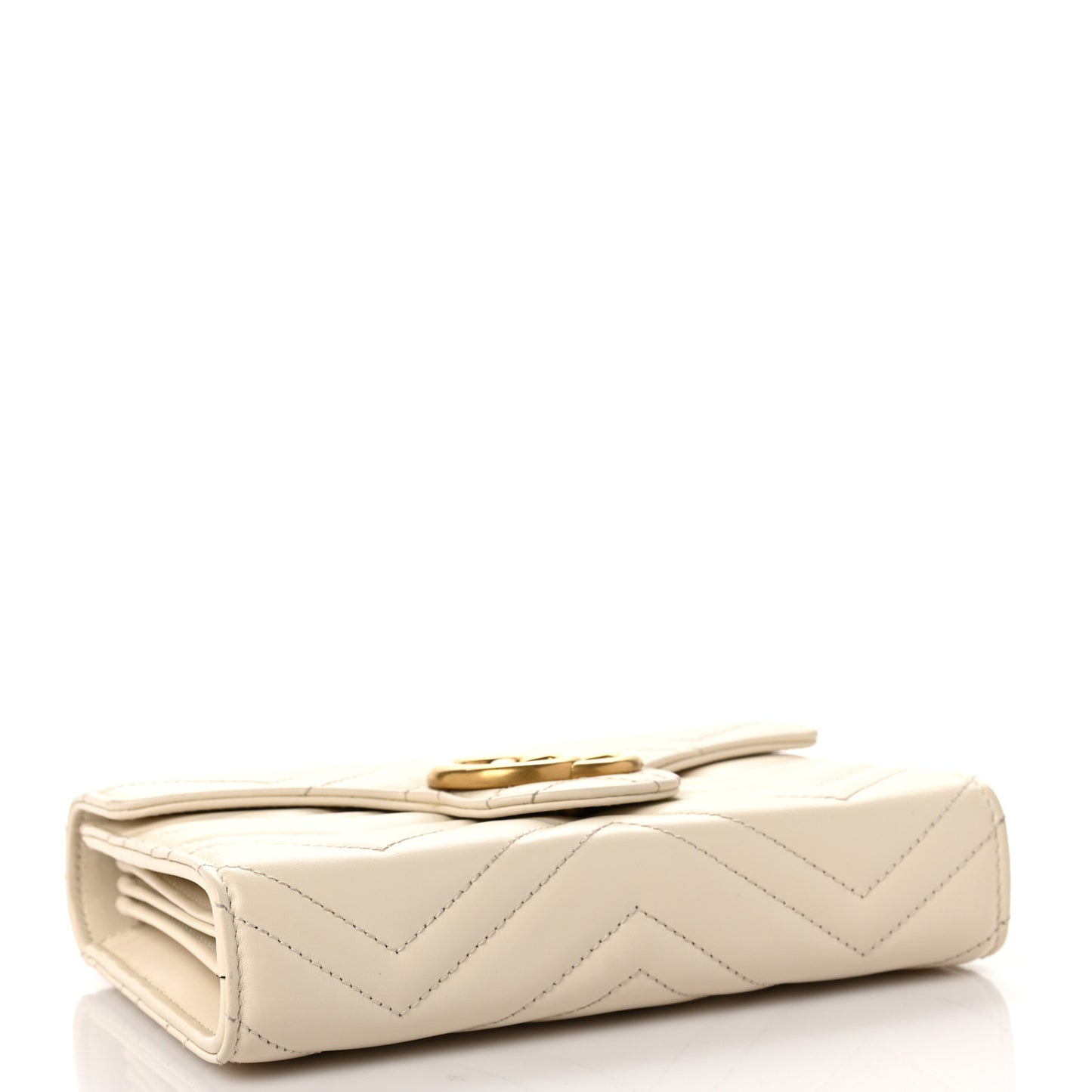 Calfskin Matelasse GG Marmont Chain Wallet Mystic White