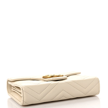 Gucci Calfskin Matelasse GG Marmont Chain Wallet Mystic White 4 of 9