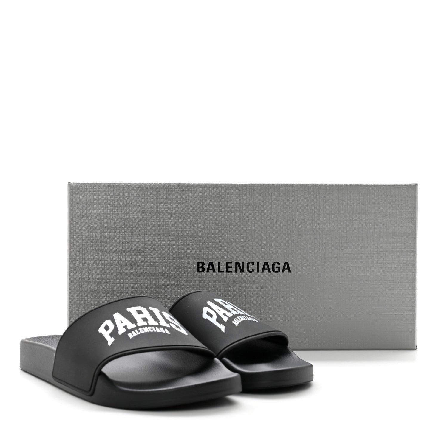 Rubber Paris Logo Womens Slide Sandals 37 Black