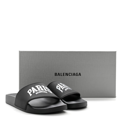 Balenciaga Rubber Paris Logo Womens Slide Sandals 37 Black 9 of 9