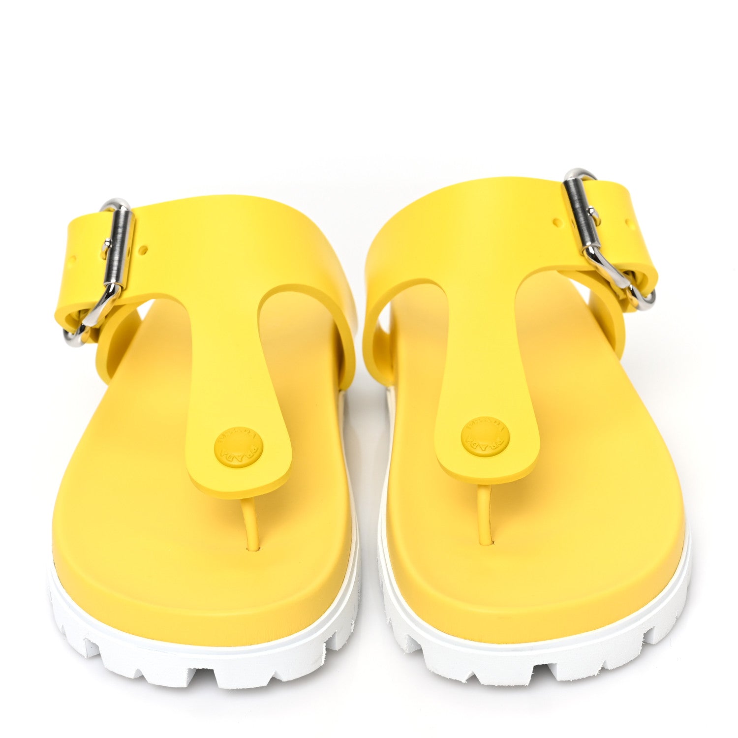 Prada EVA Rubber Buckled Lug Sole 20mm Thong Sandals 39 Sole 2 of 8