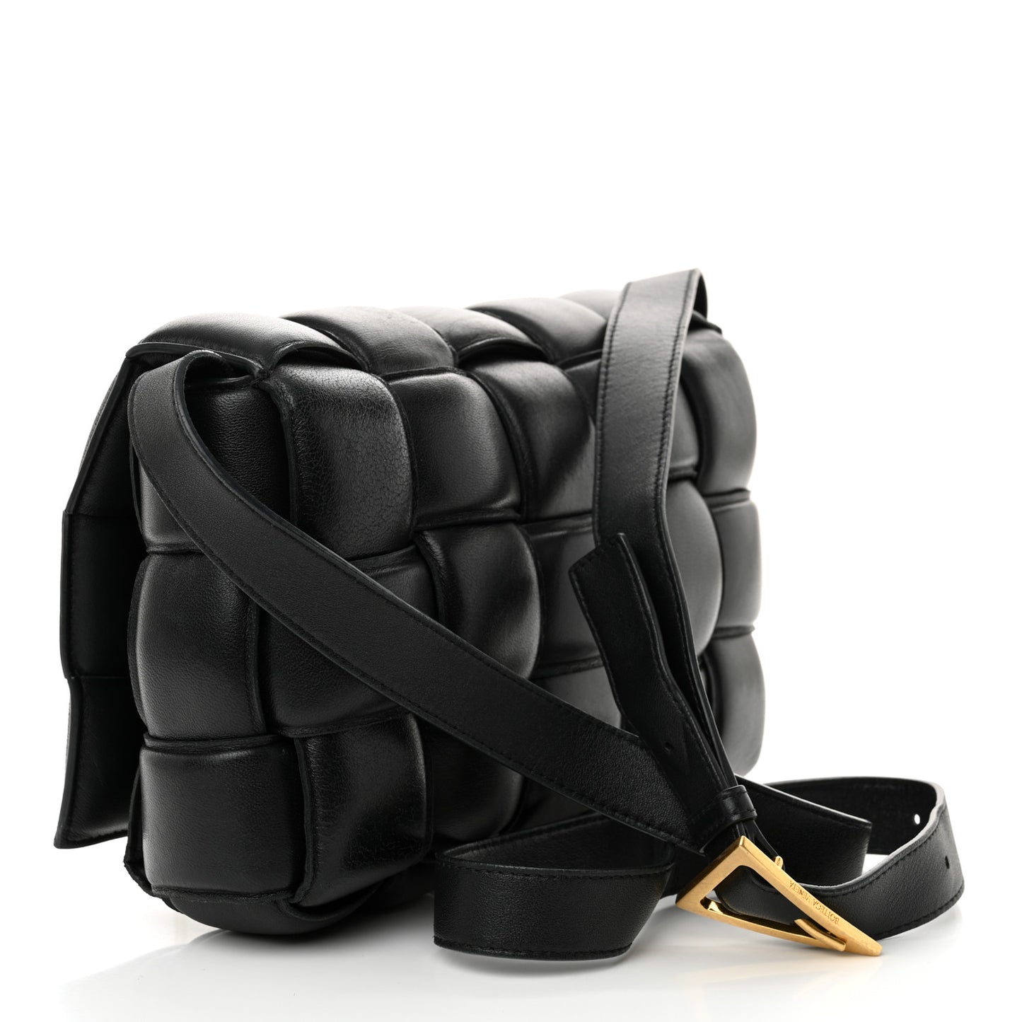 Nappa Maxi Intreccio Padded Cassette Crossbody Bag Black