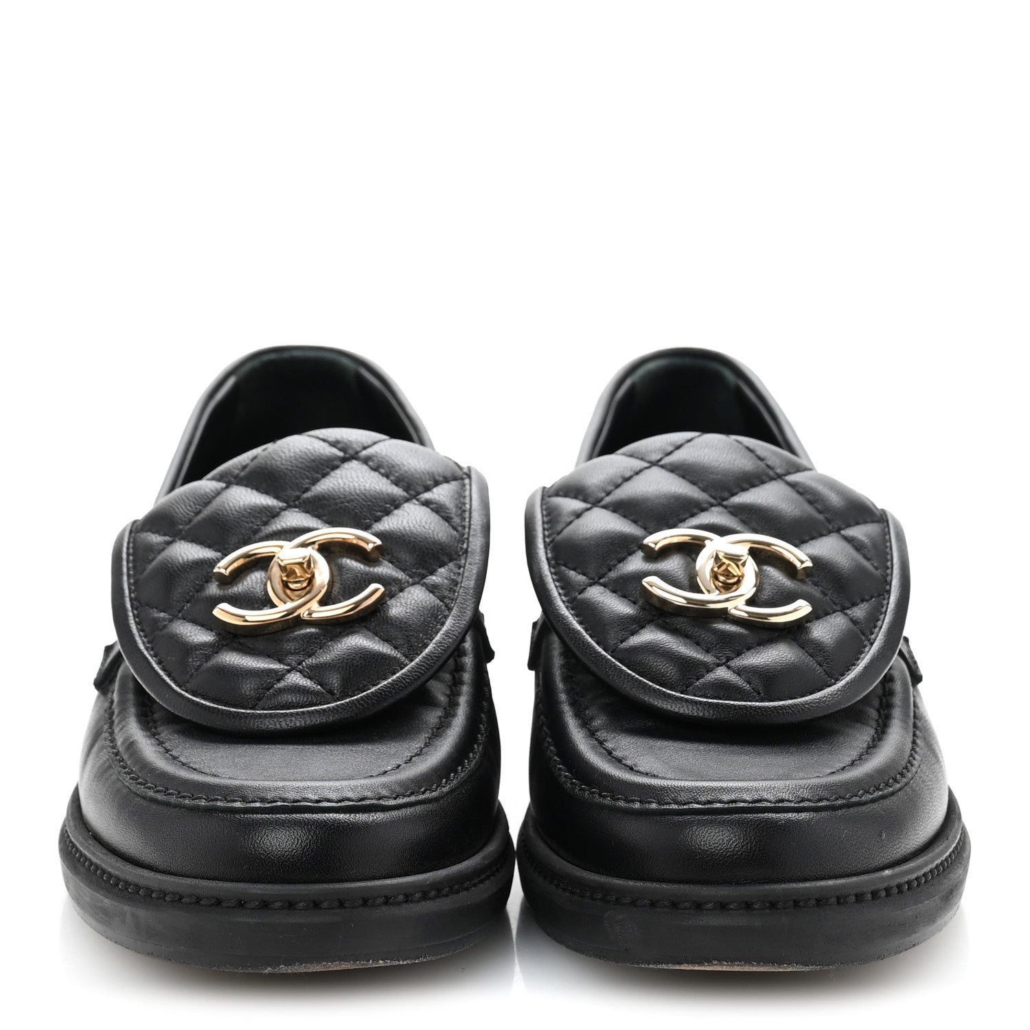 Chanel Lambskin Quilted CC Turnlock Loafers 36 Black 3 of 11