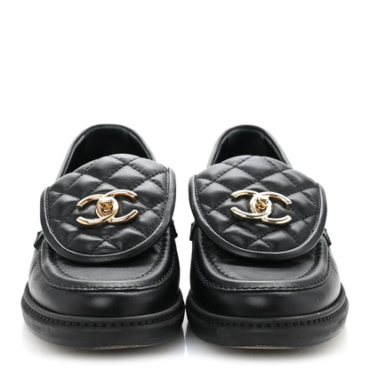 Chanel Lambskin Quilted CC Turnlock Loafers 36 Black 3 of 11
