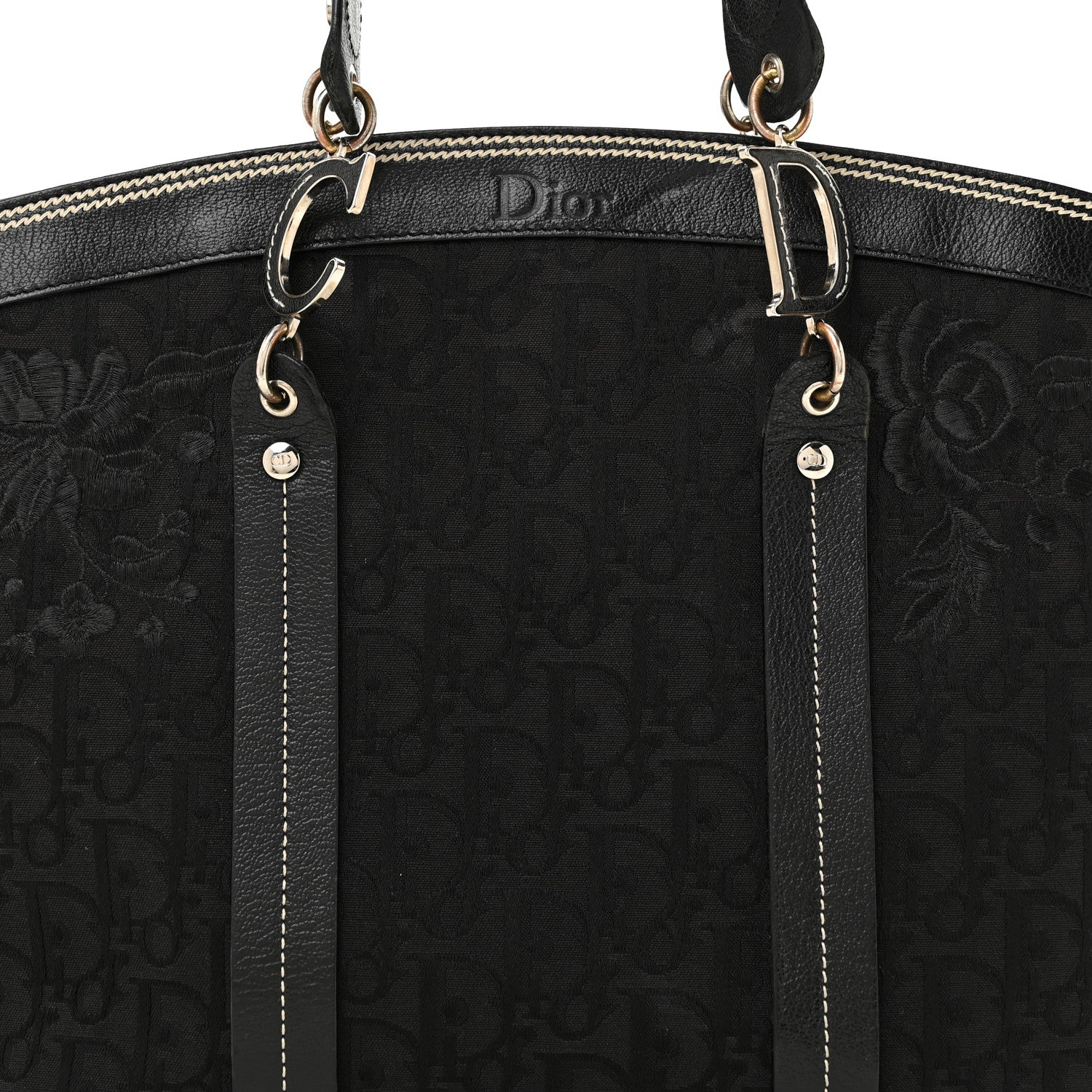 Christian Dior Monogram Vintage Flowers Dome Bag Black 8 of 14