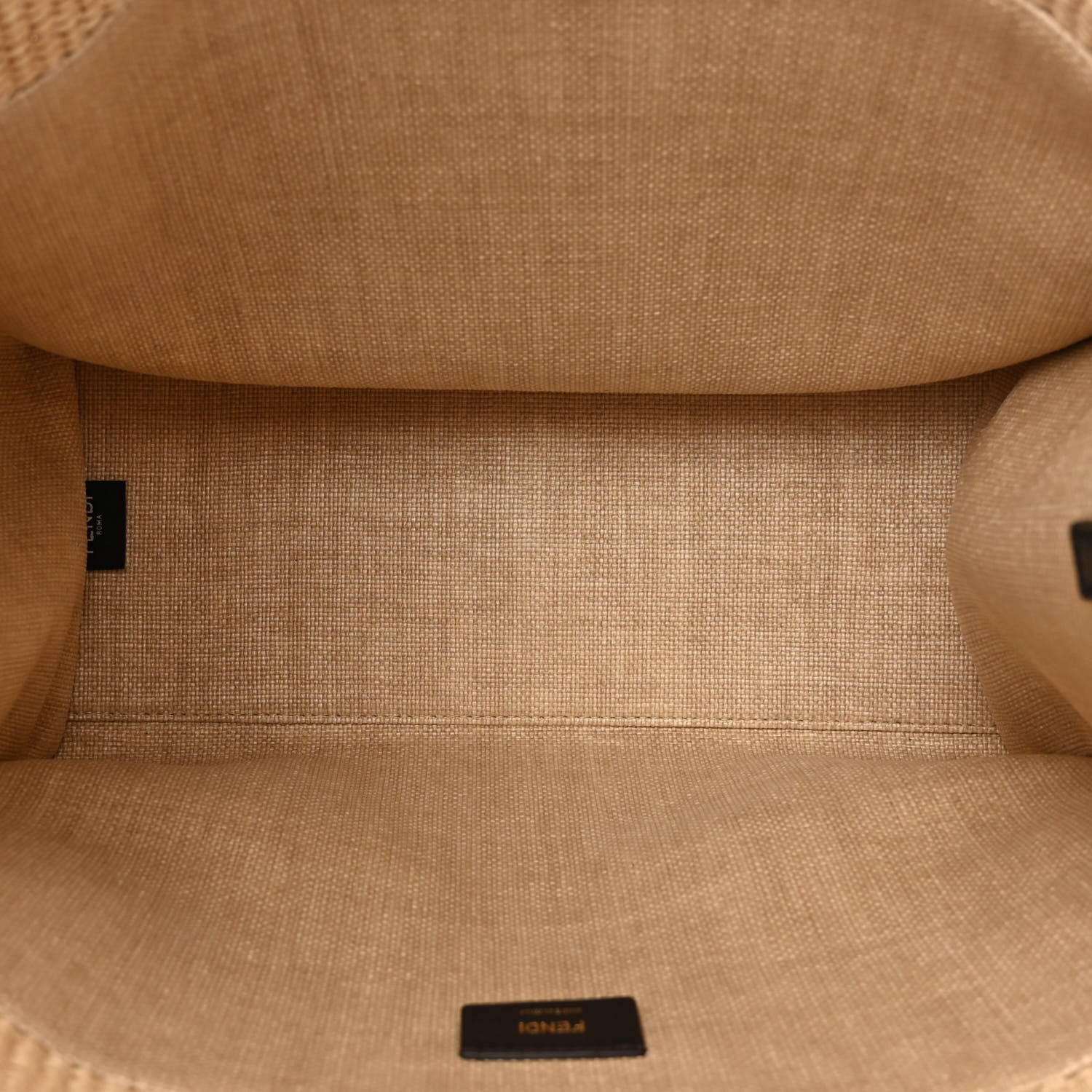 Fendi Straw Vitello King Plexiglass Woven Medium Fendi Sunshine Shopper Tote Natural Black 5 of 13