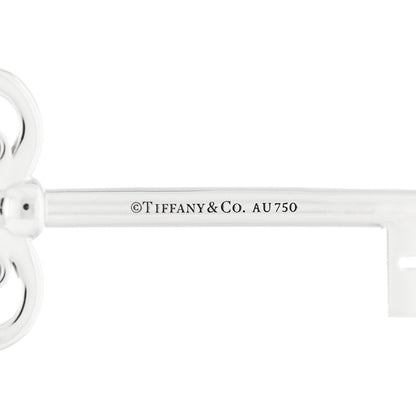 Tiffany 18K White Gold Diamond Fleur De Lis Key Pendant 4 of 5