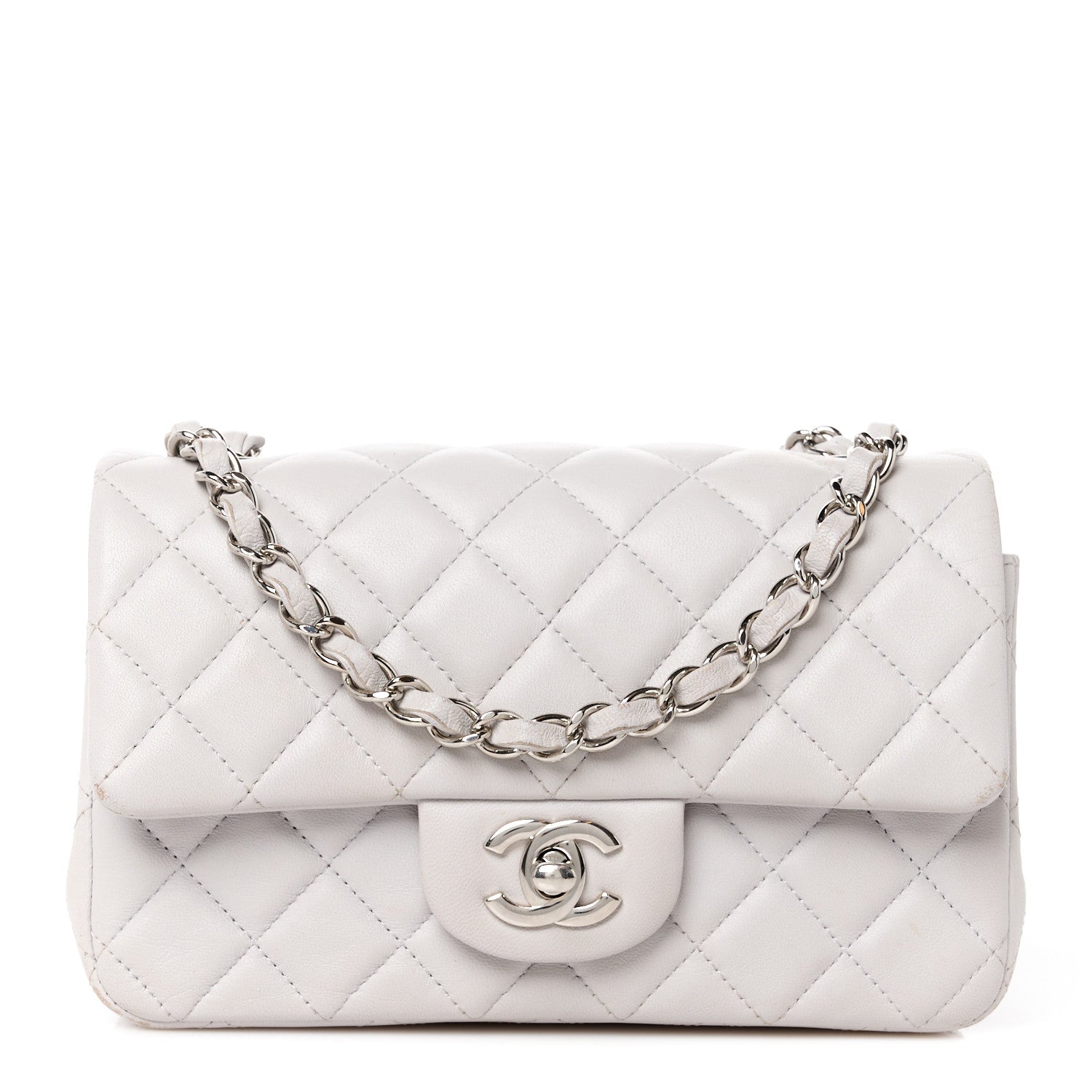 Chanel Lambskin Quilted Mini Rectangular Flap Grey 1 of 13