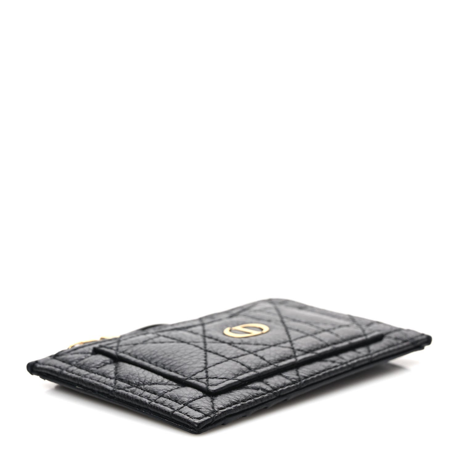 Christian Dior Supple Calfskin Cannage Caro Cosmos Zipped Card Holder Black 4 of 6