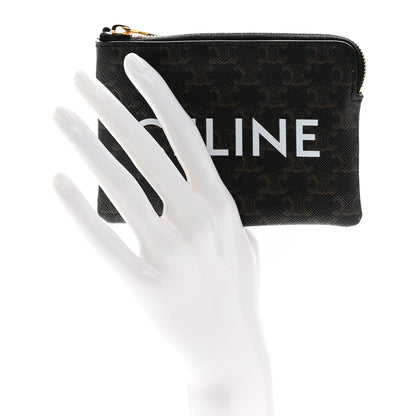 Celine Triomphe Canvas Logo Coin and Card Pouch With Hook Black 2 of 8