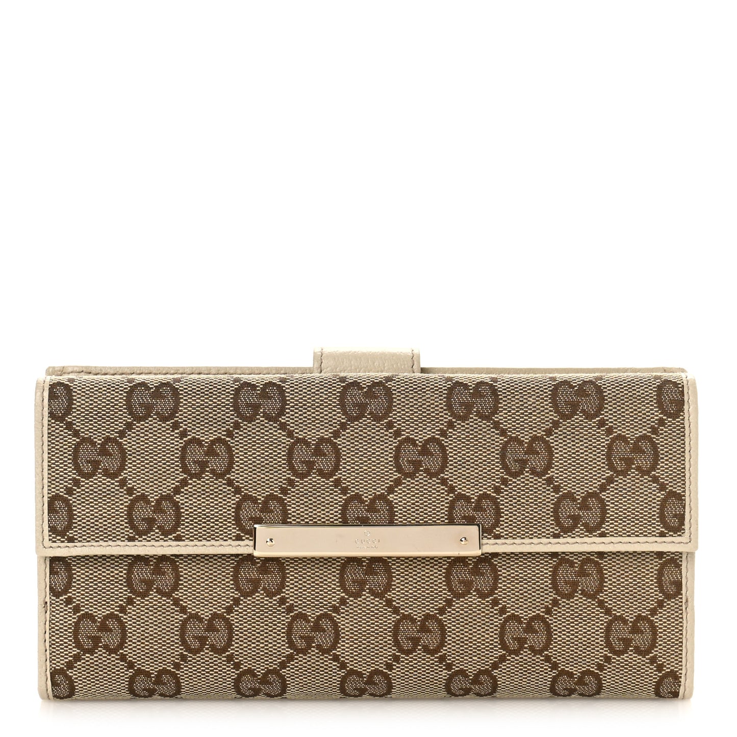 Monogram Metal Bar Continental Flap Wallet Off White