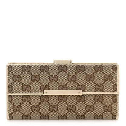 Gucci Monogram Metal Bar Continental Flap Wallet Off White 1 of 9