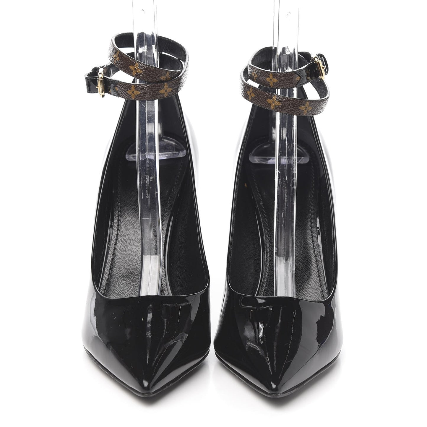 Patent Monogram Call Back Pumps 38 Black