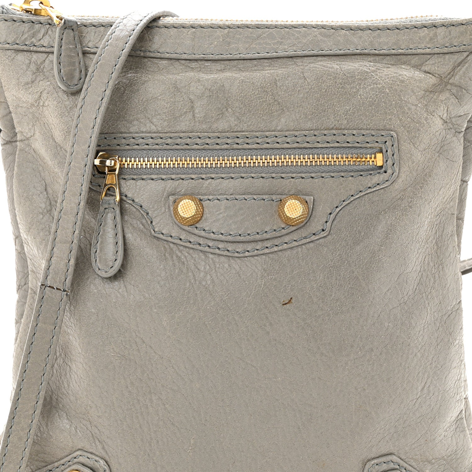 Balenciaga Agneau Giant 12 Gold Hardware Flat Crossbody Gris Pyrite 8 of 16
