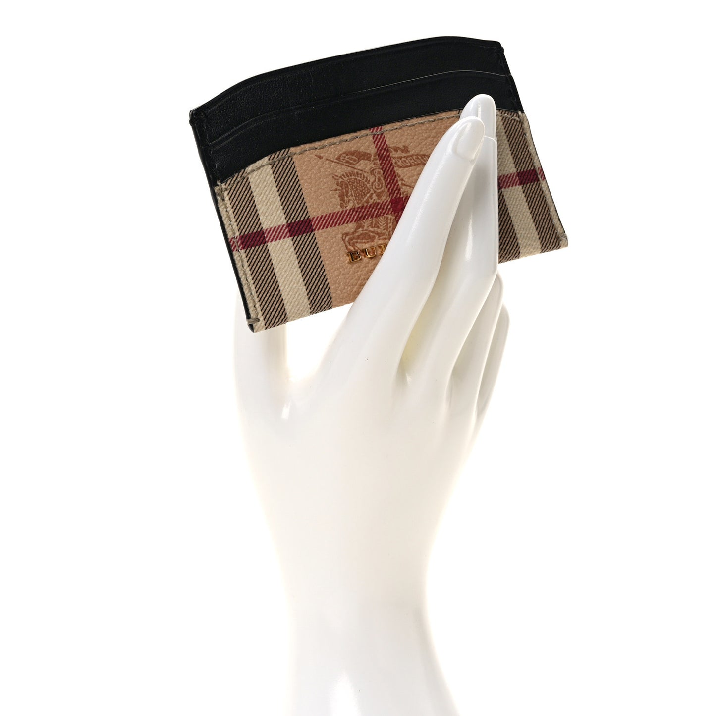 Soft Grain Calfskin Haymarket Check Izzy Card Case Black