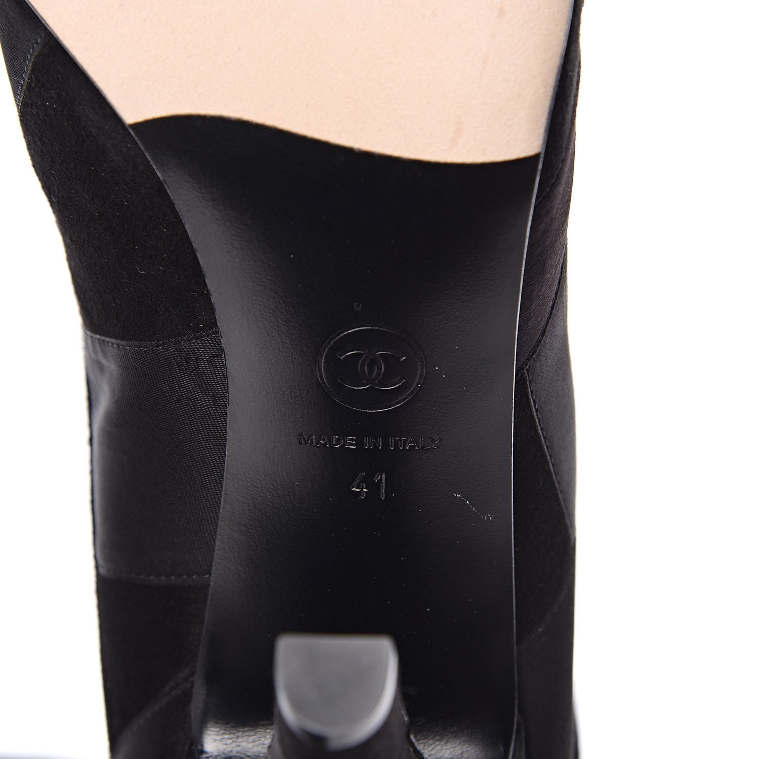 Chanel Suede Grosgrain Patchwork Over The Knee Boots 41 Black 6 of 7