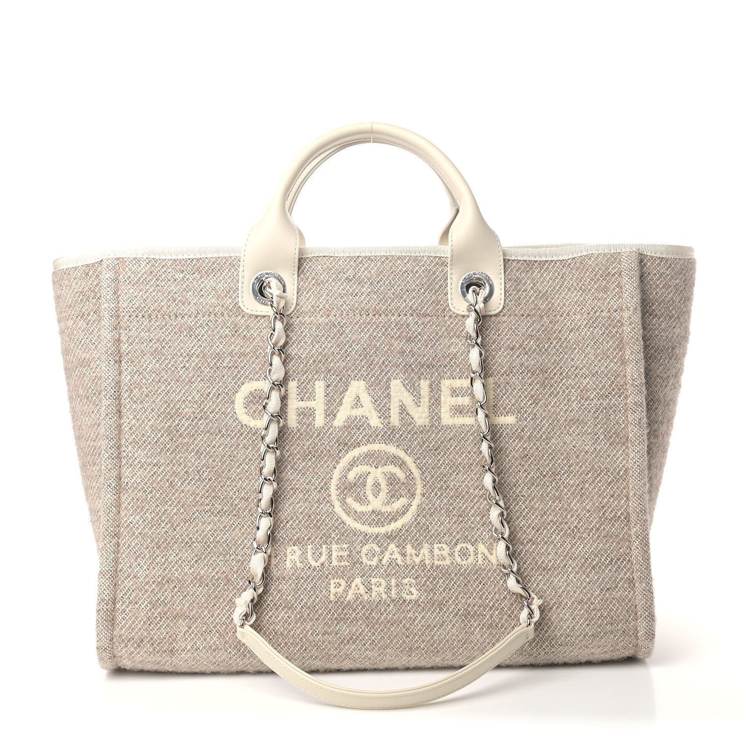 Chanel Mixed Fibers Calfskin Medium Deauville Tote Light Grey 1 of 4