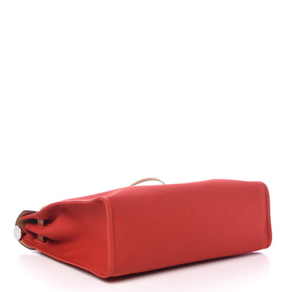 Hermes Vache Hunter Toile Herbag Zip 31 PM Rouge Tomate Natural 5 of 9