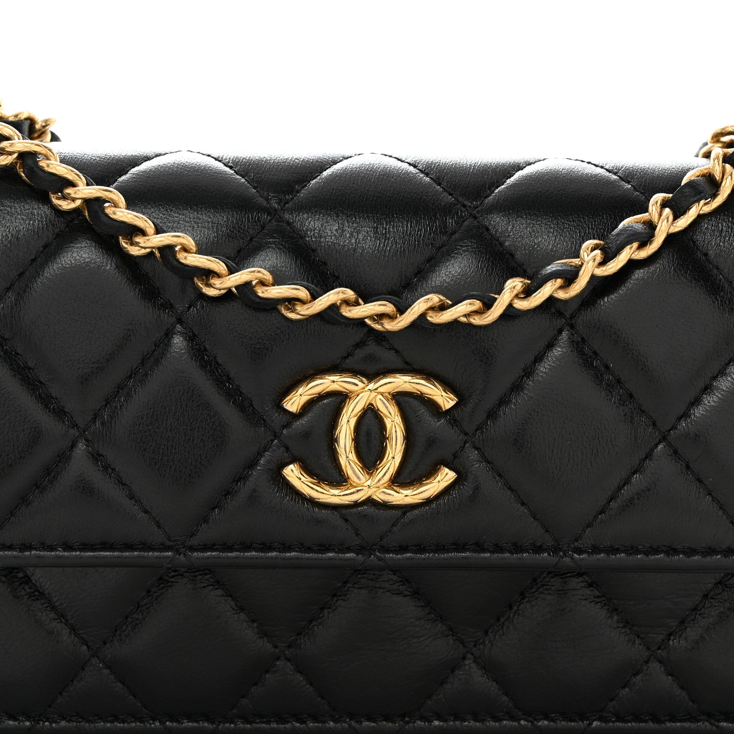 Chanel Lambskin Quilted Dynasty Flap Phone Holder With Chain Black 9 of 13