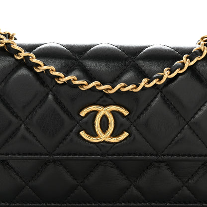 Chanel Lambskin Quilted Dynasty Flap Phone Holder With Chain Black 9 of 13