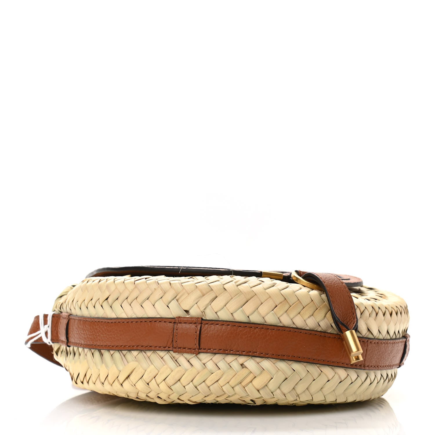 Chloe Raffia Small Grain Calfskin Small Marcie Basket Crossbody Tan 4 of 9