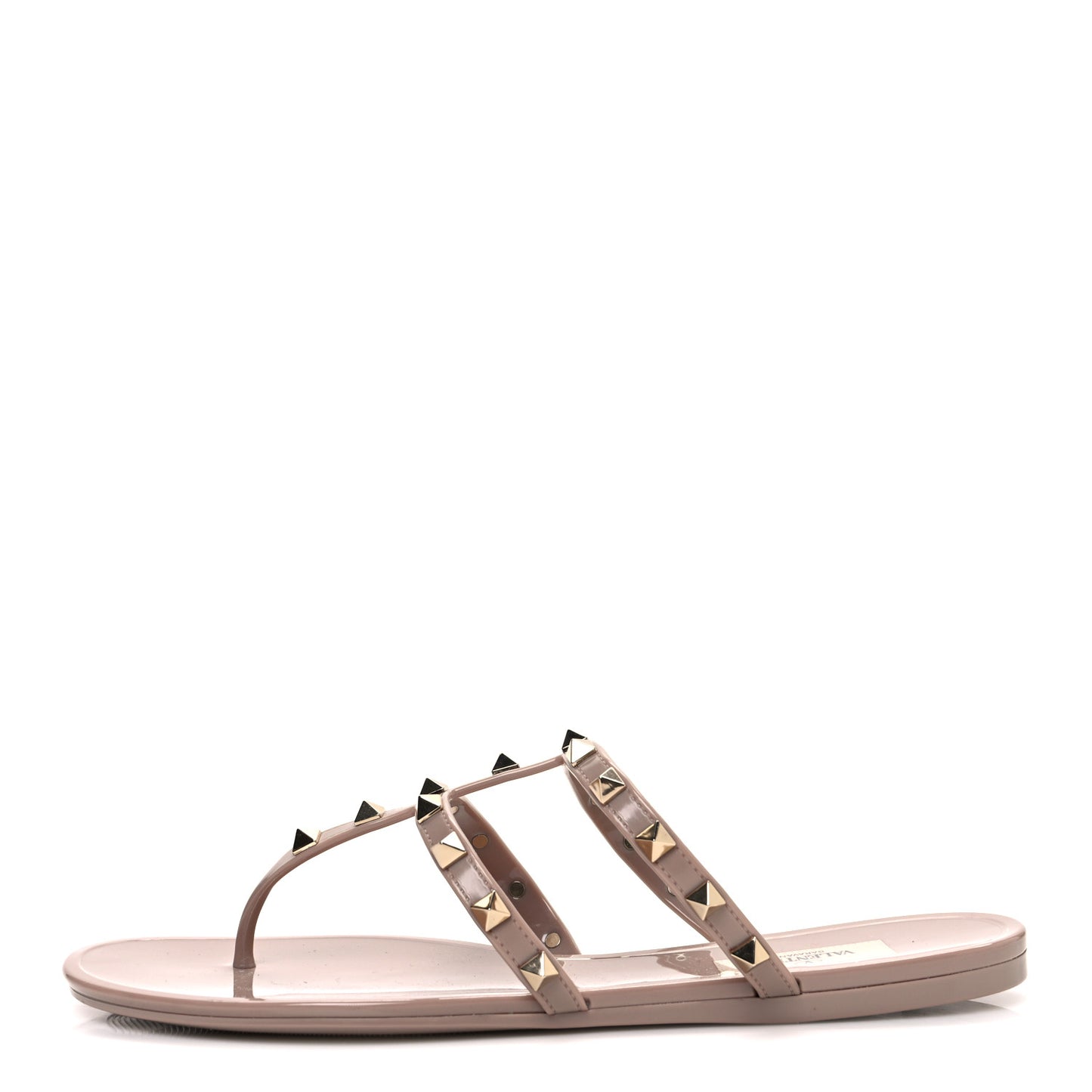 PVC Jelly Rockstud Caged Flat Thong Sandals 40 Poudre