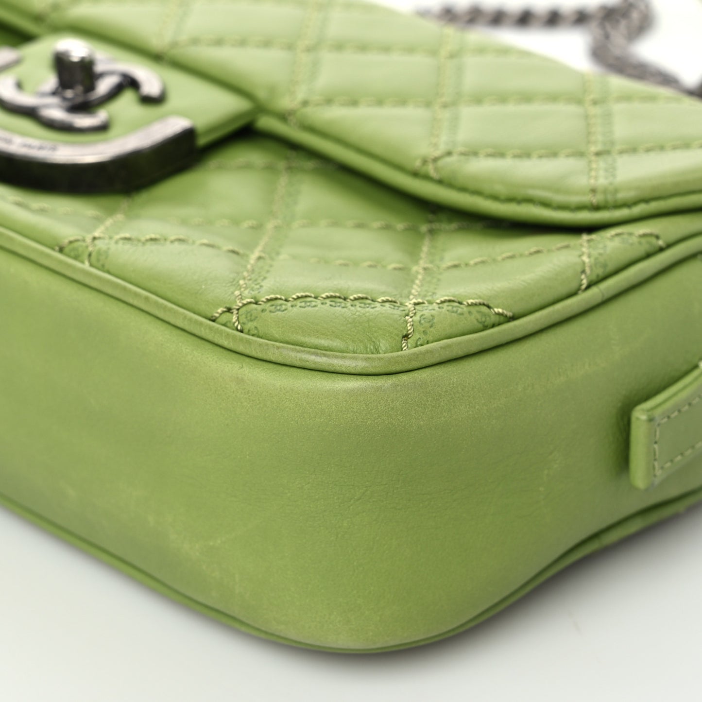 Calfskin Quilted Medium Coco Sporran Flap Green