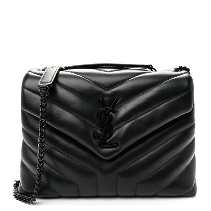 Saint Laurent Calfskin Y Quilted Monogram Monochrome Small Loulou Chain Satchel  Black 1 of 9