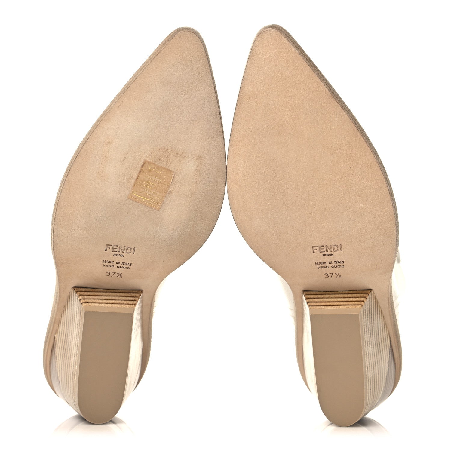 Fendi Grained Calfskin Cutwalk Ankle Boots 37.5 White 1765046