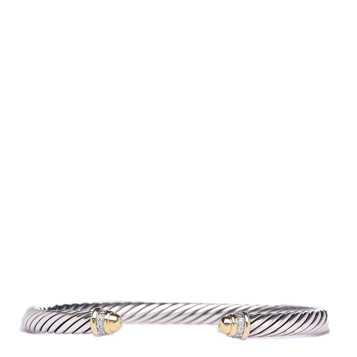 Sterling Silver 18K Yellow Gold Diamond 5mm Cable Classics Bracelet