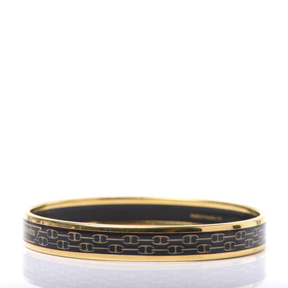 Hermes Enamel Narrow Printed Chain D Ancre Bracelet 70 Black 2 of 5