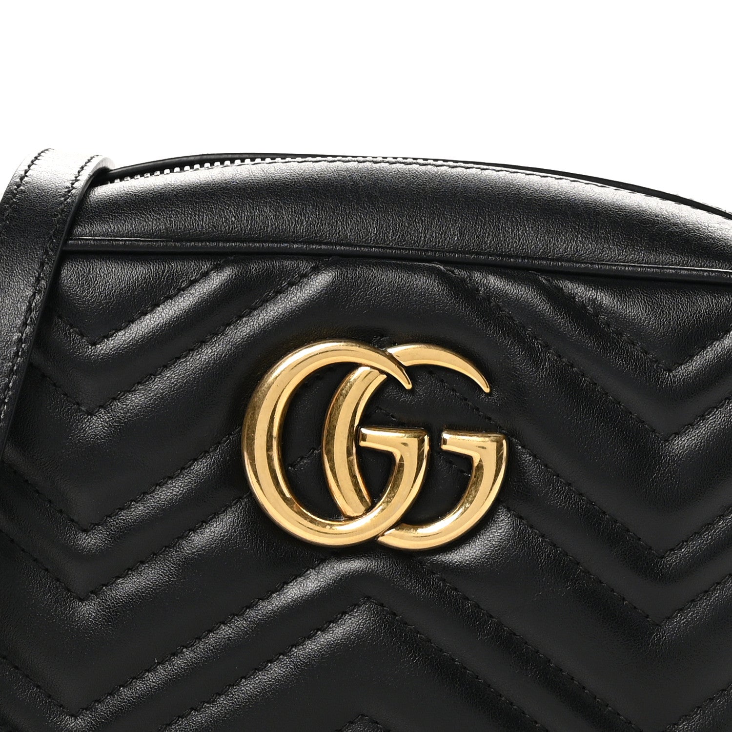 Gucci Calfskin Matelasse Small GG Marmont Chain Shoulder Bag Black 8 of 10