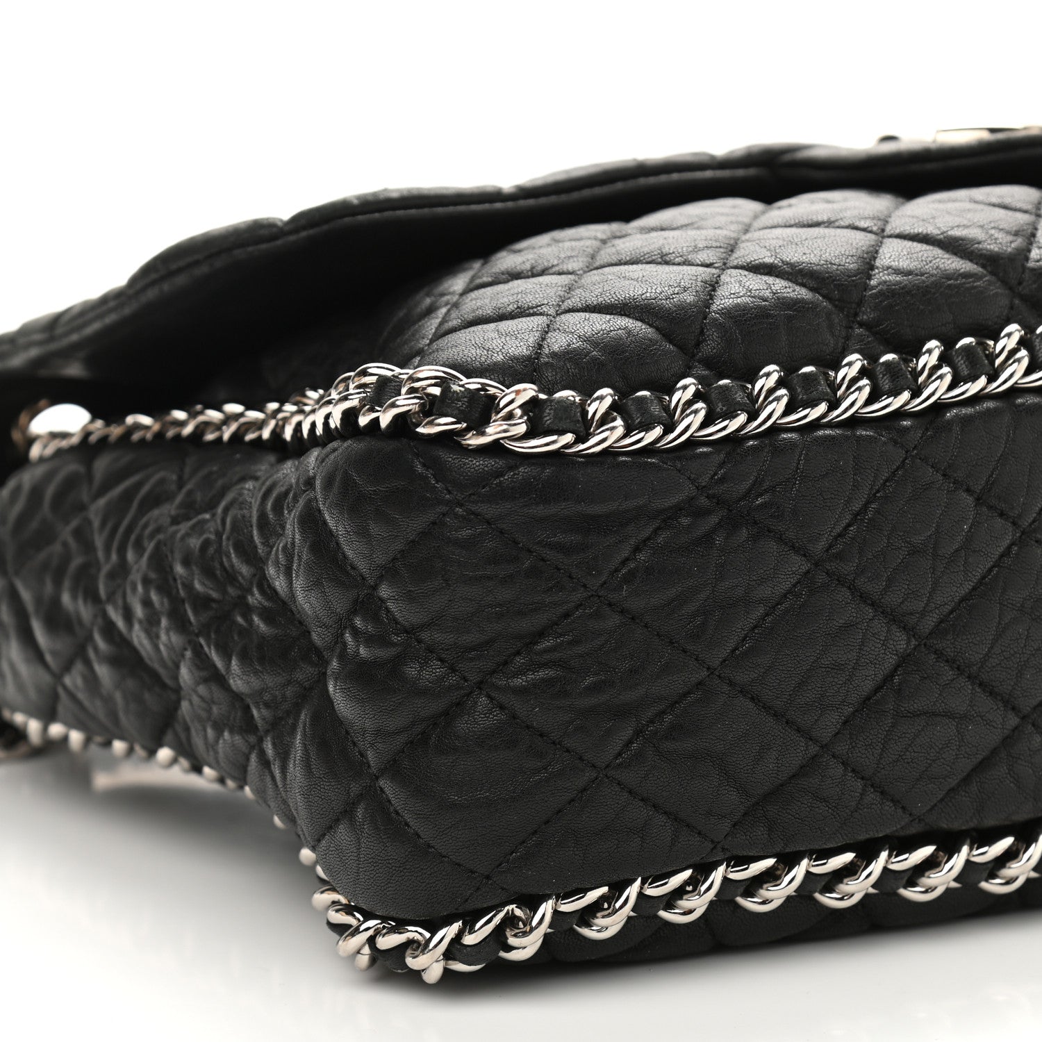 Chanel Washed Lambskin Quilted Maxi Chain Around Flap Black 9 of 10