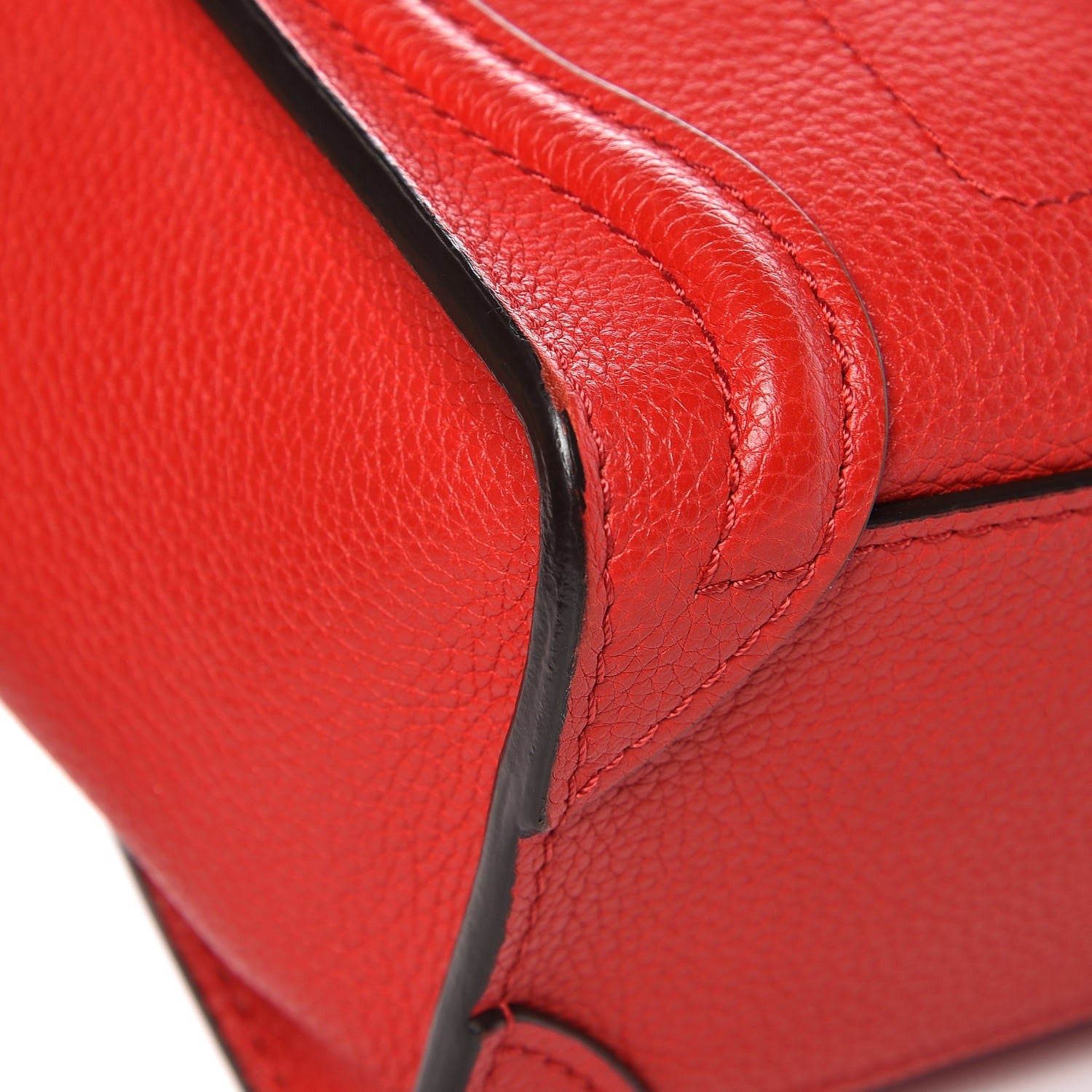 Celine Drummed Calfskin Nano Luggage Coquelicot 9 of 9