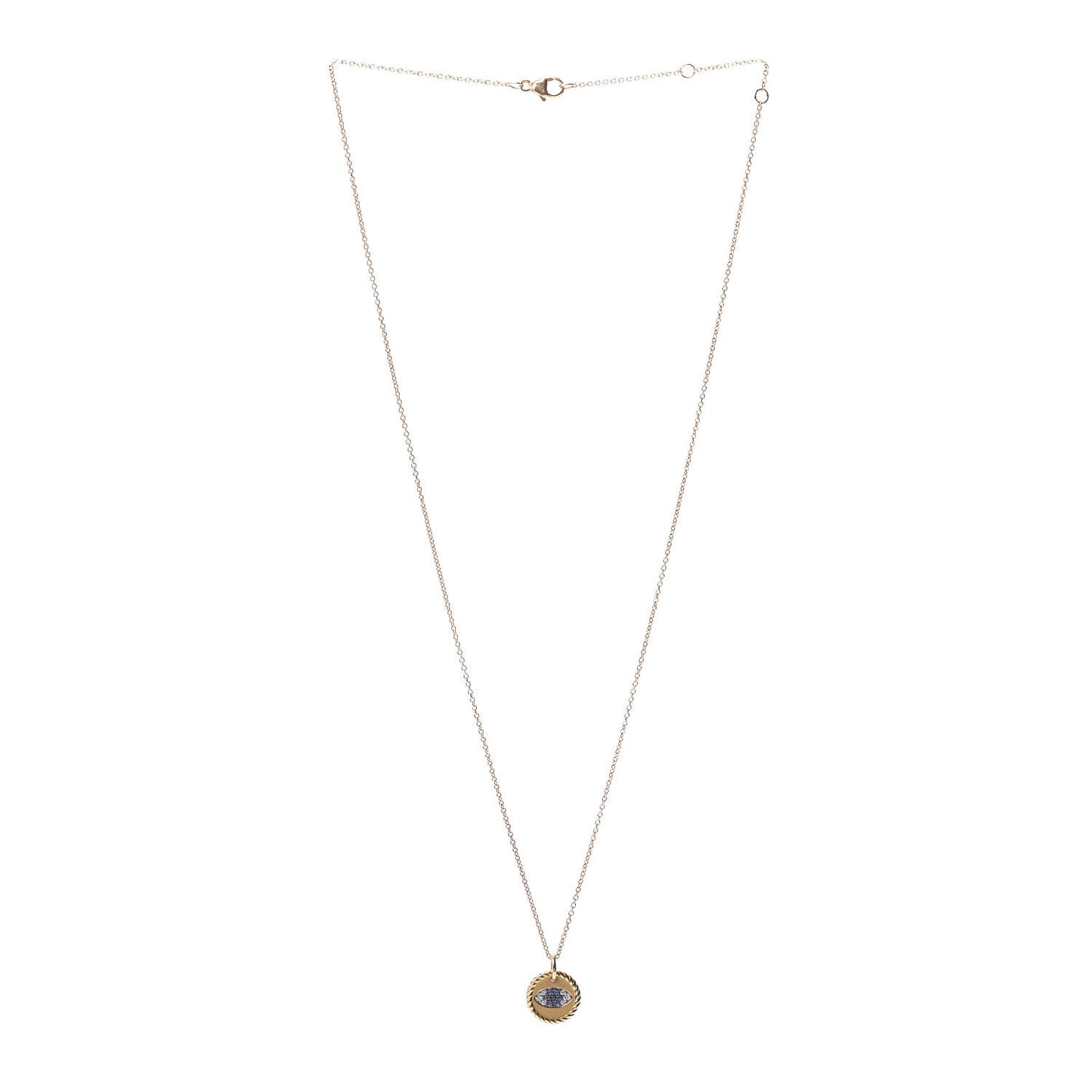 18K Yellow Gold Blue Sapphire Diamond Evil Eye Necklace