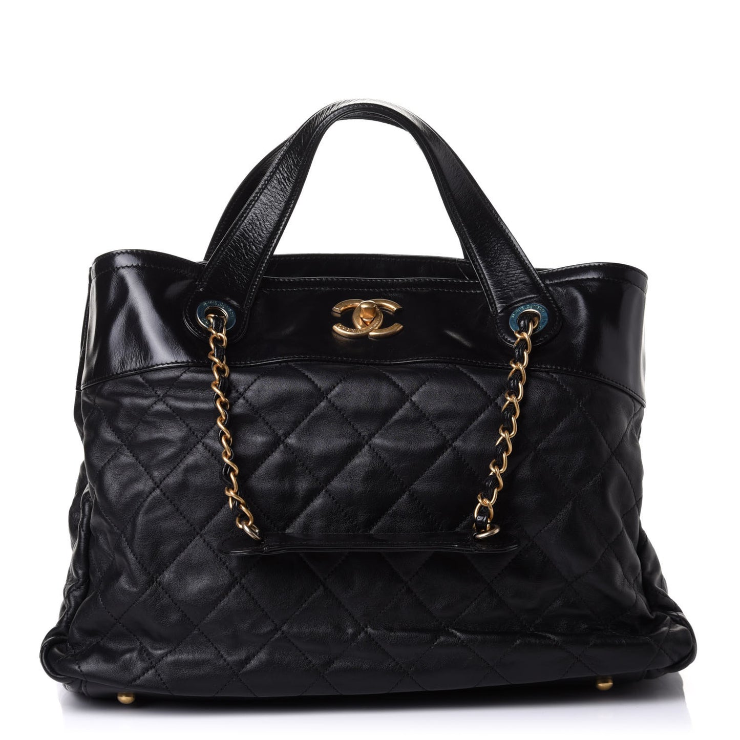 Iridescent Calfskin Large In the Mix Tote Black