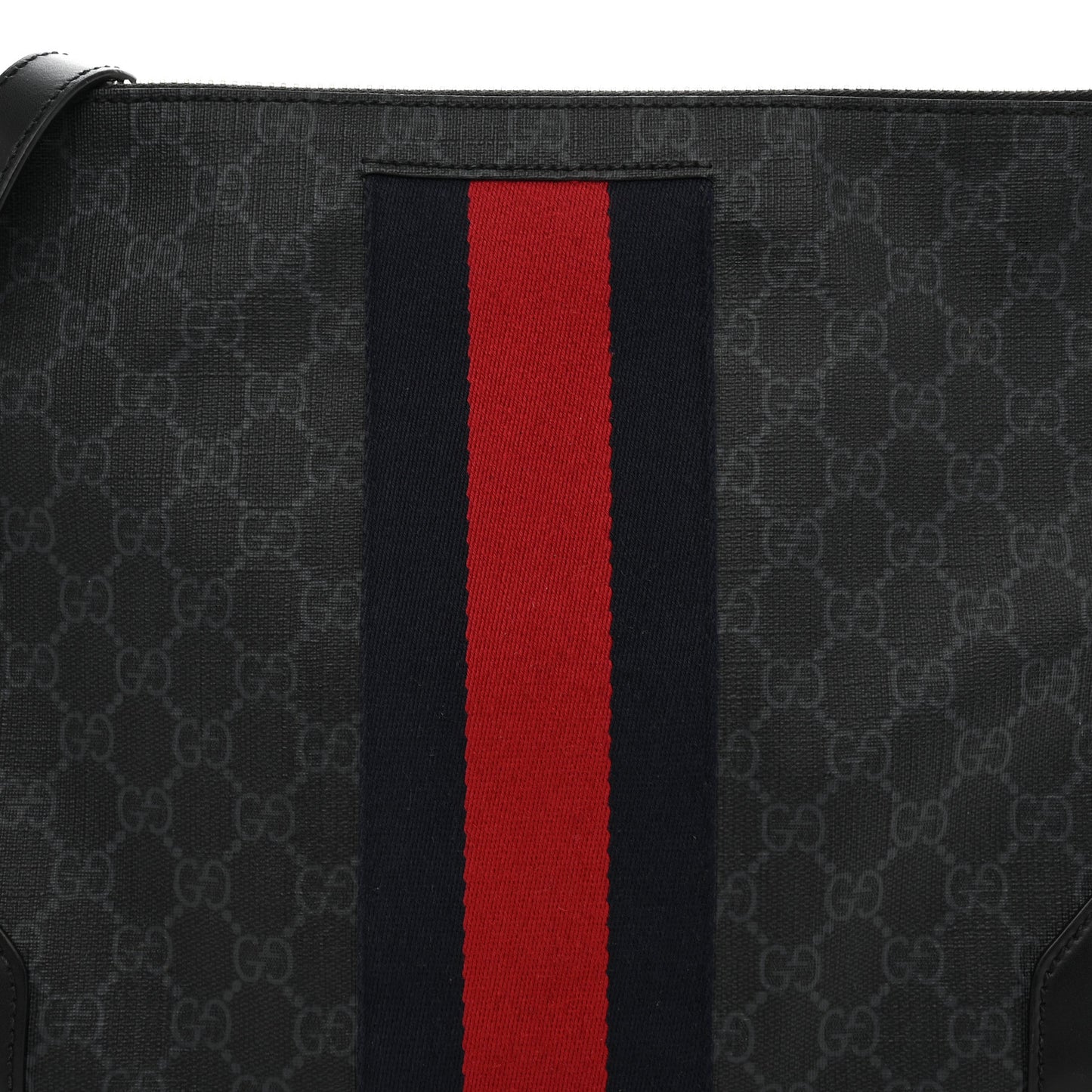 Soft GG Supreme Monogram Appia Calfskin Web East West Messenger Bag Black Grey