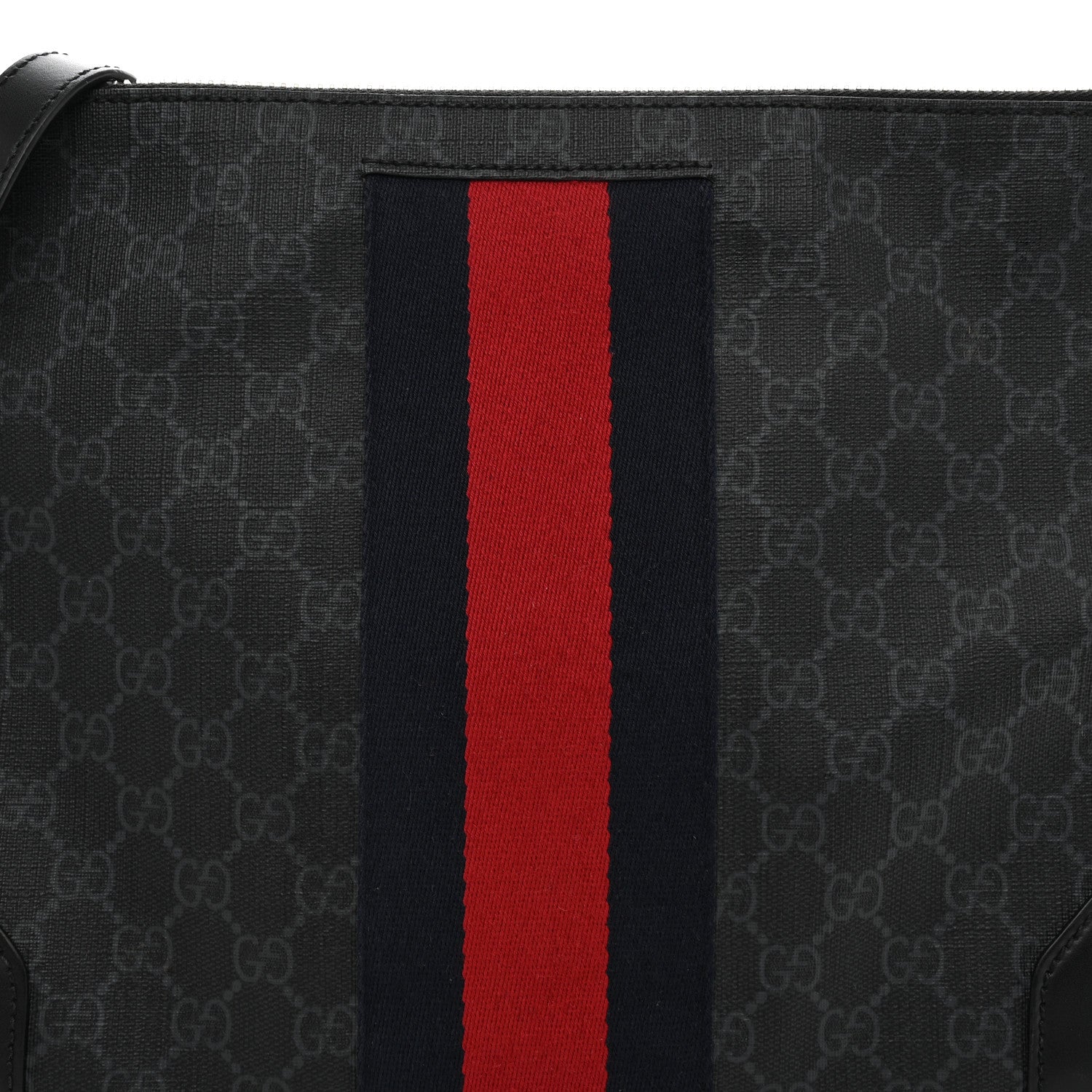 Gucci Soft GG Supreme Monogram Appia Calfskin Web East West Messenger Bag Black Grey 8 of 12