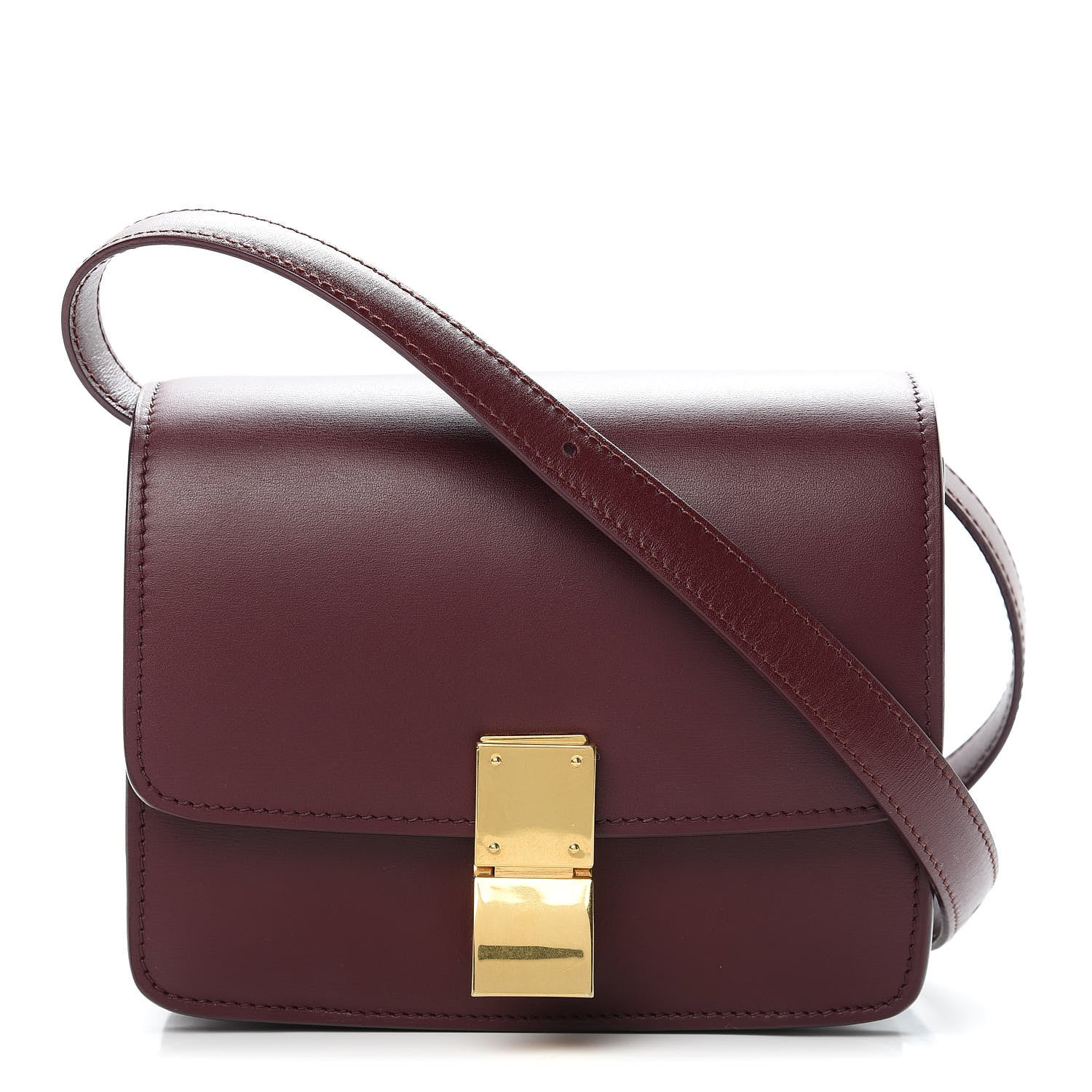 Celine Box Calfskin Small Classic Box Flap Bag Burgundy 1 of 10