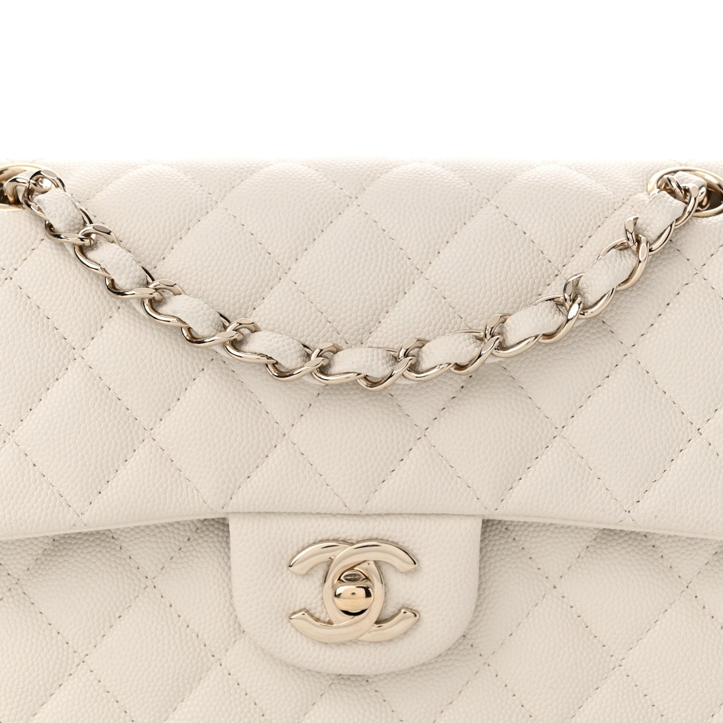 Caviar Quilted Small Double Flap White