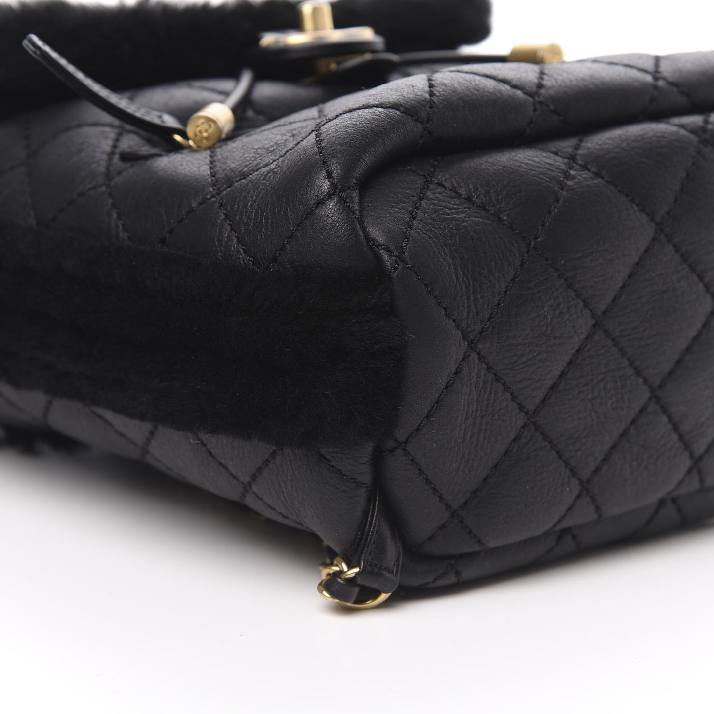 Lambskin Shearling Quilted CC Backpack Black