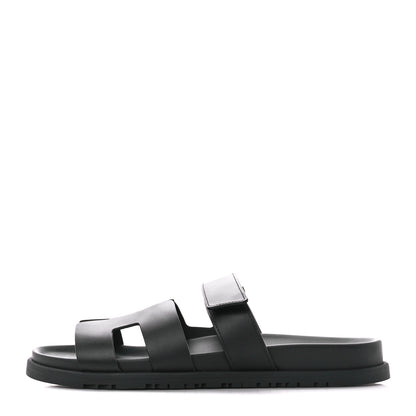 Hermes Calfskin Womens Chypre Sandals 41 Black 1 of 9