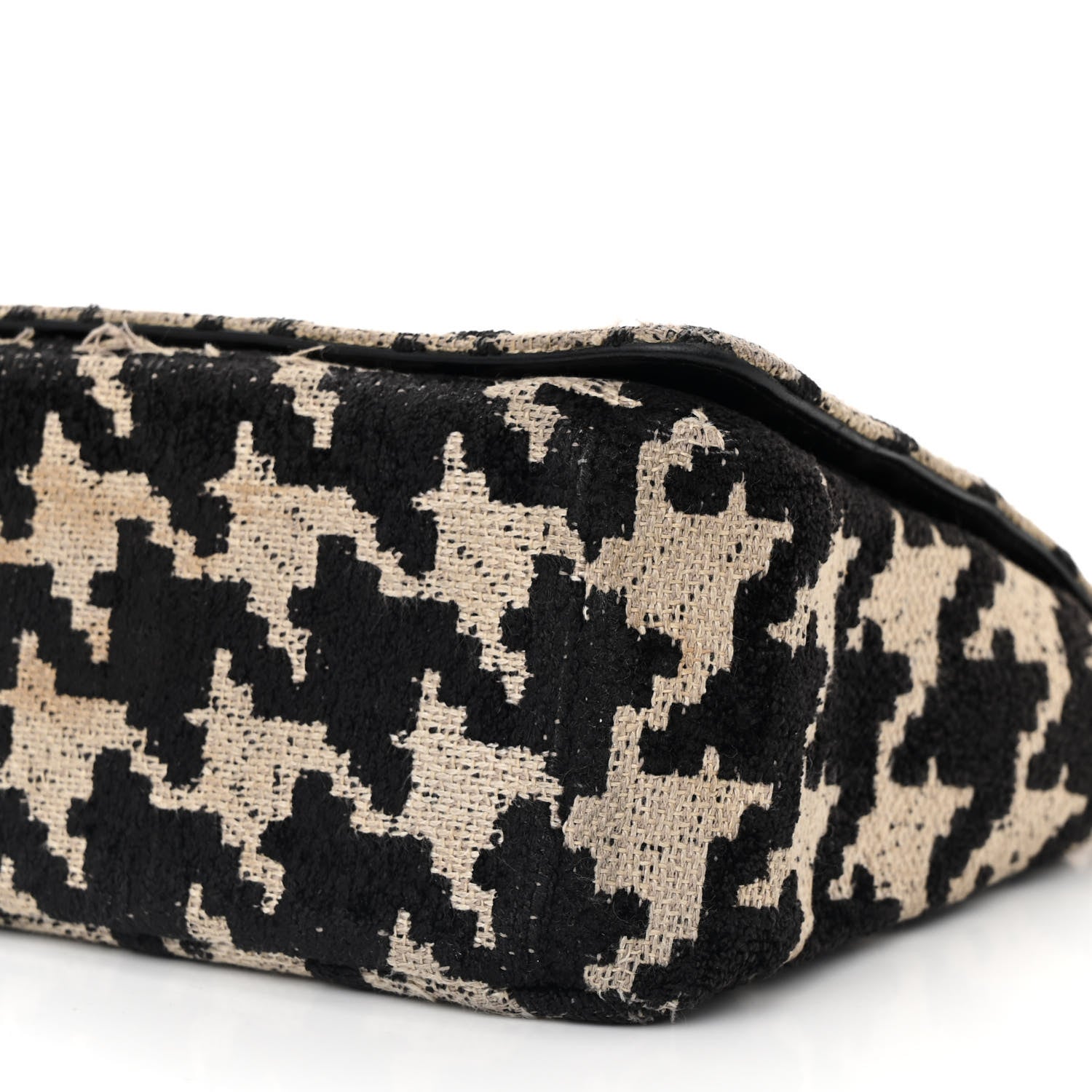 Christian Dior Technical Canvas Macro Houndstooth Medium Caro Bag Black White 9 of 18