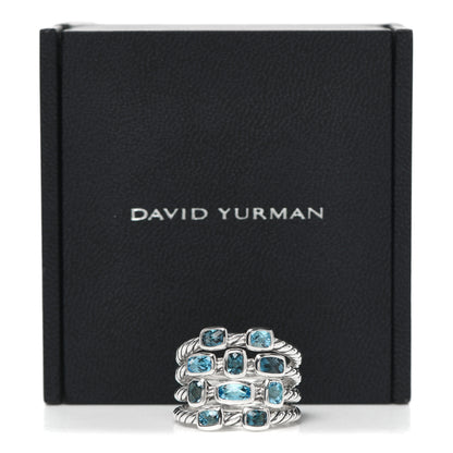 David Yurman Sterling Silver Blue Topaz Hampton Blue Topaz Confetti 4 Row Ring 55 7.25 5 of 5