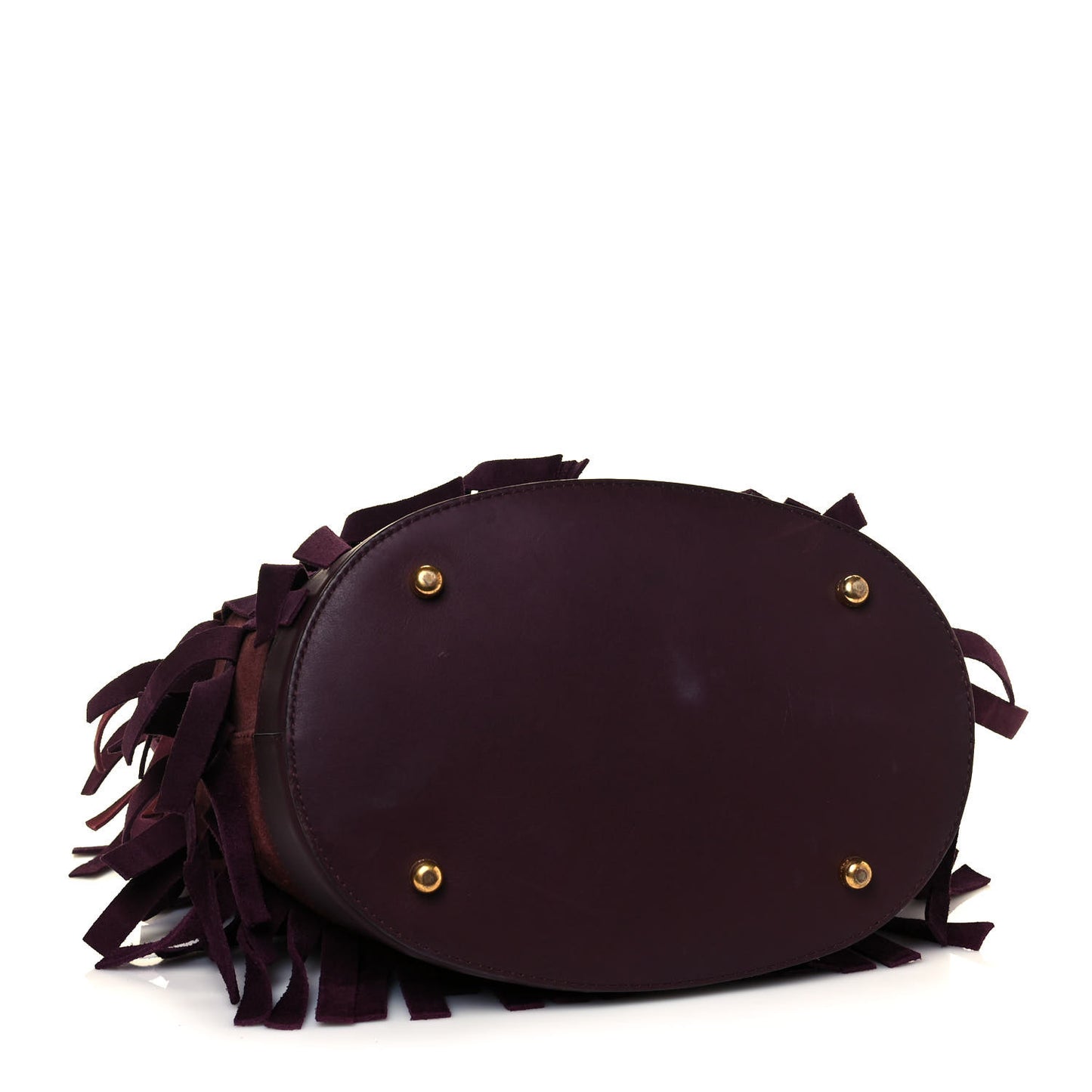 Prorsum Suede Fringe Bucket Bag Elderberry
