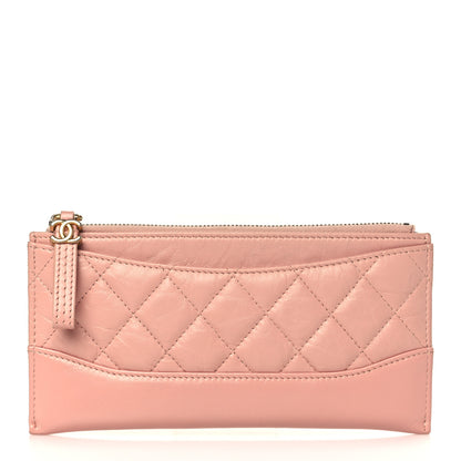 Chanel Aged Calfskin Quilted Gabrielle Zip Pouch Pink 1 of 6