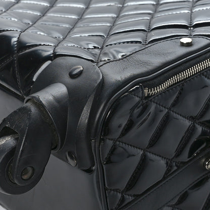 Chanel Vinyl Calfskin Quilted Trolley Rolling Luggage Black 8 of 10