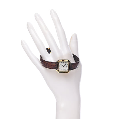 Cartier 18K Yellow Gold Alligator 20mm Ceinture Octagonal Quartz Watch Brown 2 of 12