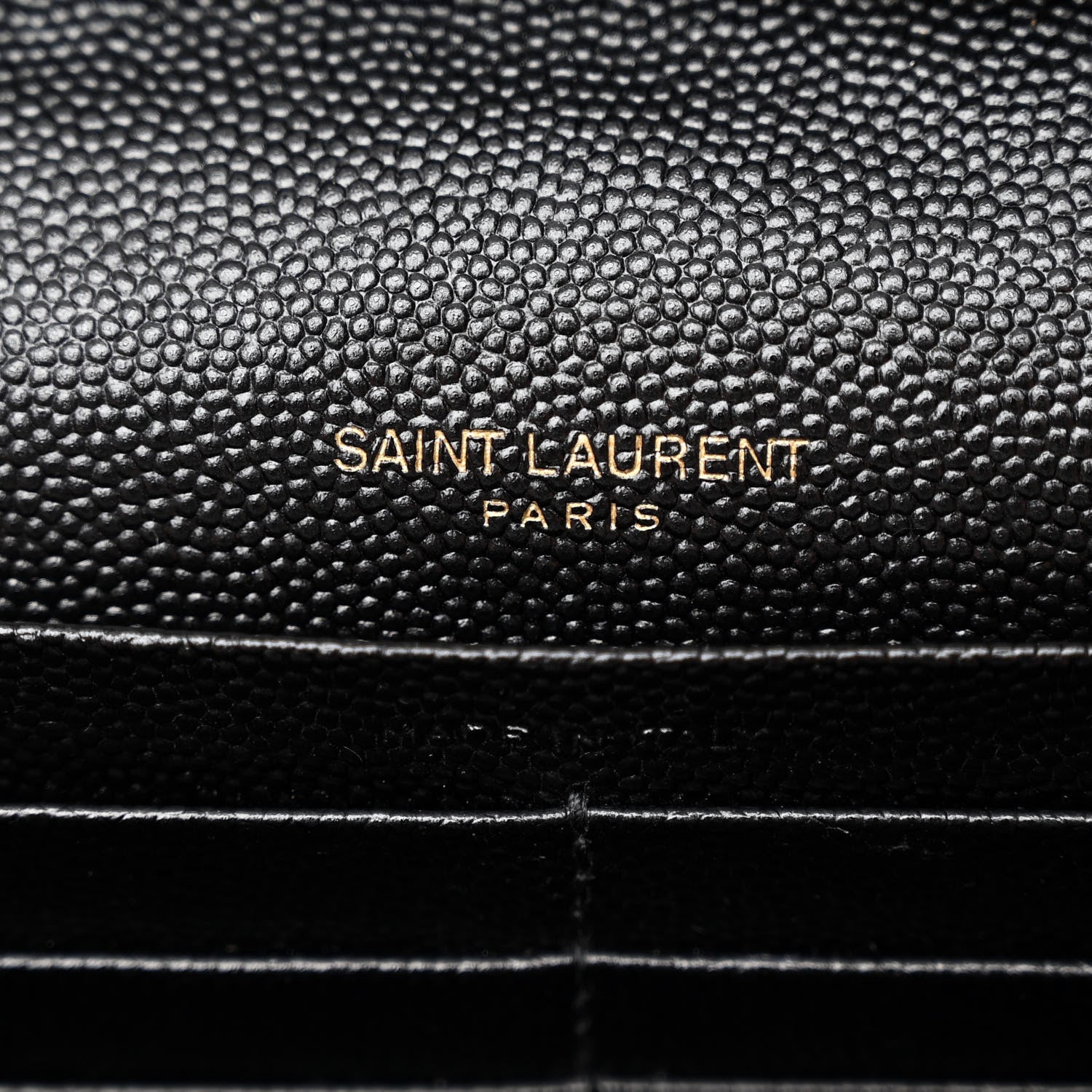 Saint Laurent Grain De Poudre Matelasse Chevron Monogram Chain Wallet Black 6 of 9